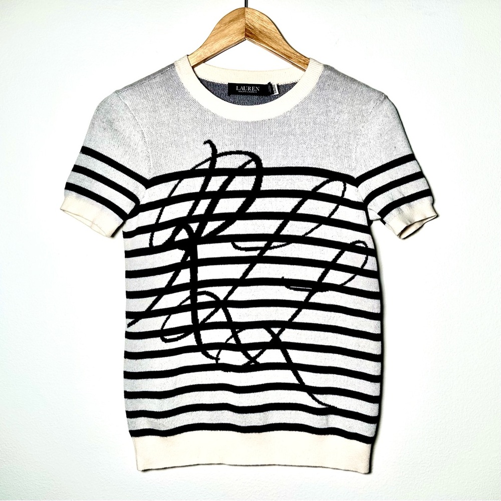 Ralph Lauren Black Label Logo Striped Short-Sleeve Sweater